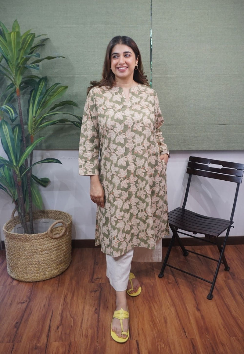 Green Kalamkari Cotton Kurta