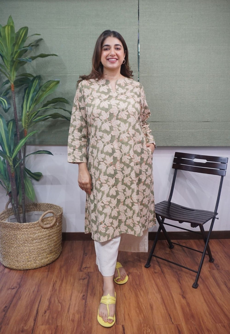 Green Kalamkari Cotton Kurta