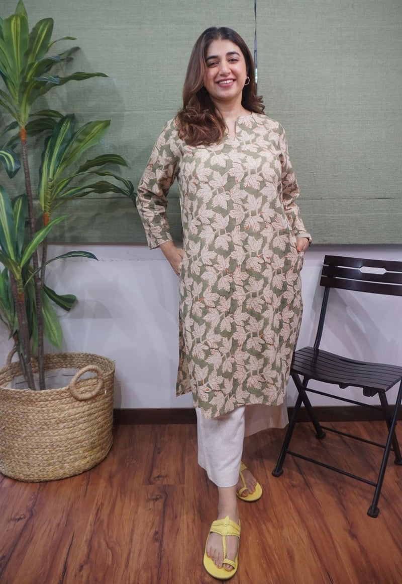 Green Kalamkari Cotton Kurta