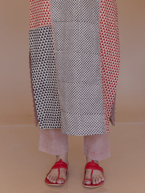 Prita Red Bagru Cotton Narrow Pant