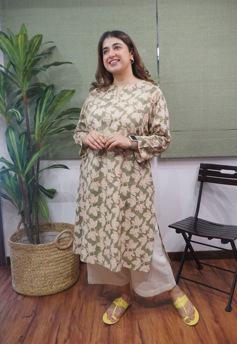 Green Kalamkari Cotton Kurta