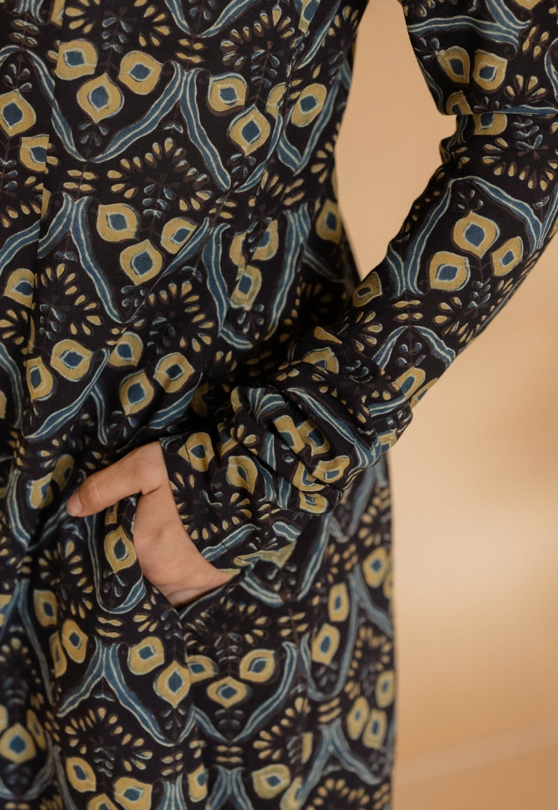 Akrita Black Ajrakh  Cotton Kali Kurta