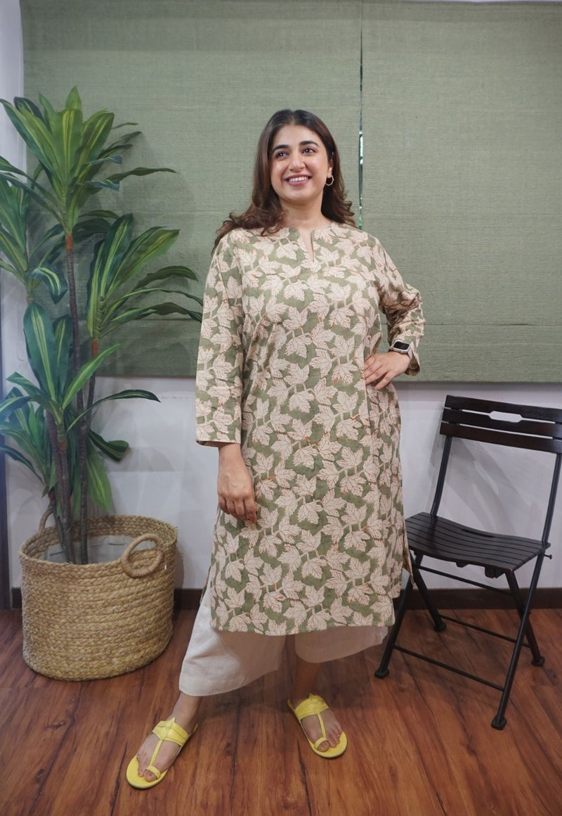 Green Kalamkari Cotton Kurta