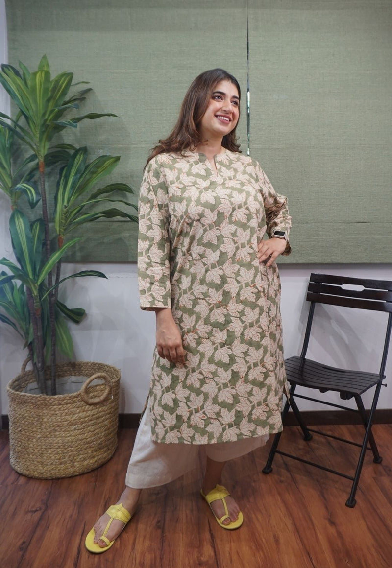 Green Kalamkari Cotton Kurta