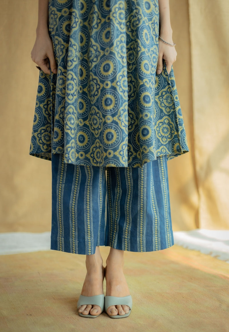 Raahi Indigo Ajrakh Cotton A Line Kurta