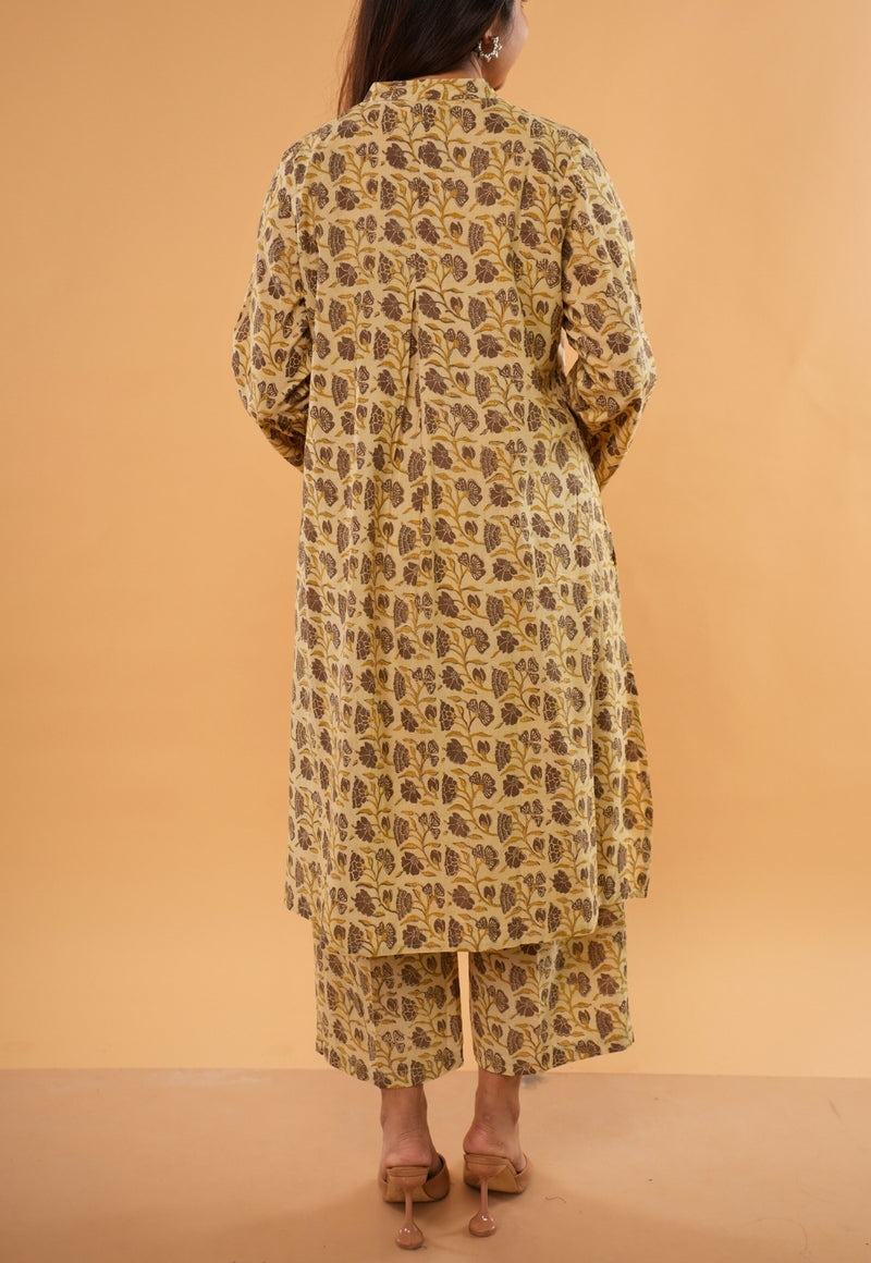 Ayaat Beige Ajrakh Cotton Straight Co-Ord Set