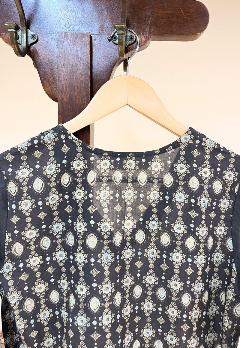 Elisha Black Ajrakh Cotton Straight Kurta