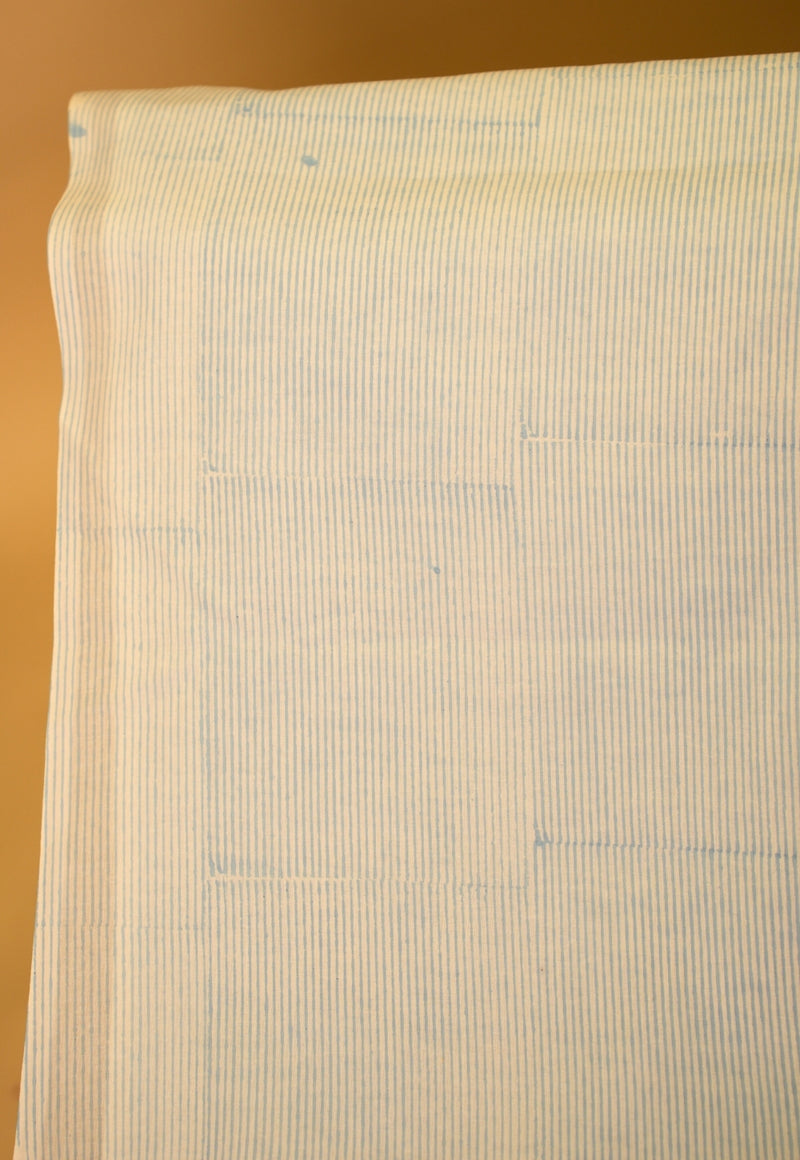 Blue Floral Sanganeri Hand Block Print Kota Doria Saree