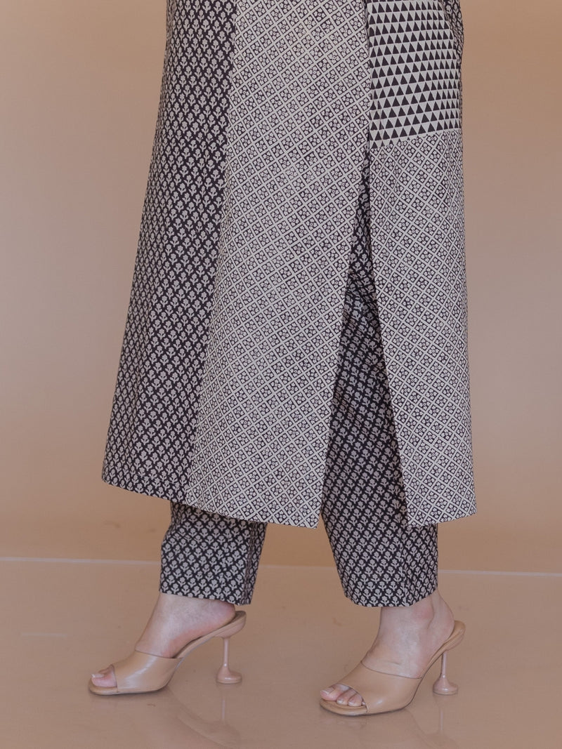 Prita Black Bagru Cotton Narrow Pant