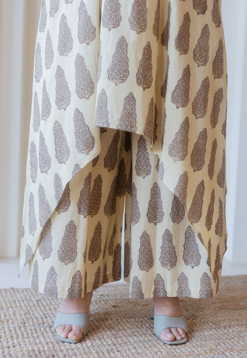 Norah Beige Ajrakh Cotton Palazzo