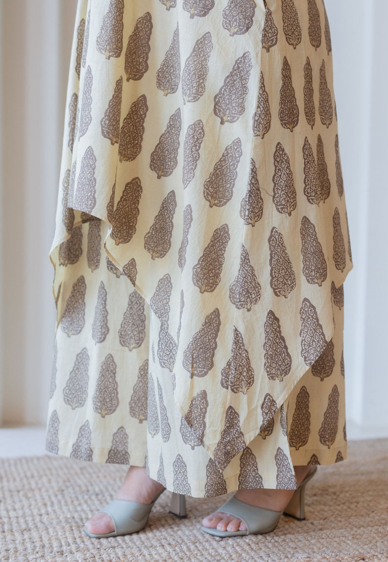 Norah Beige Ajrakh Cotton Palazzo