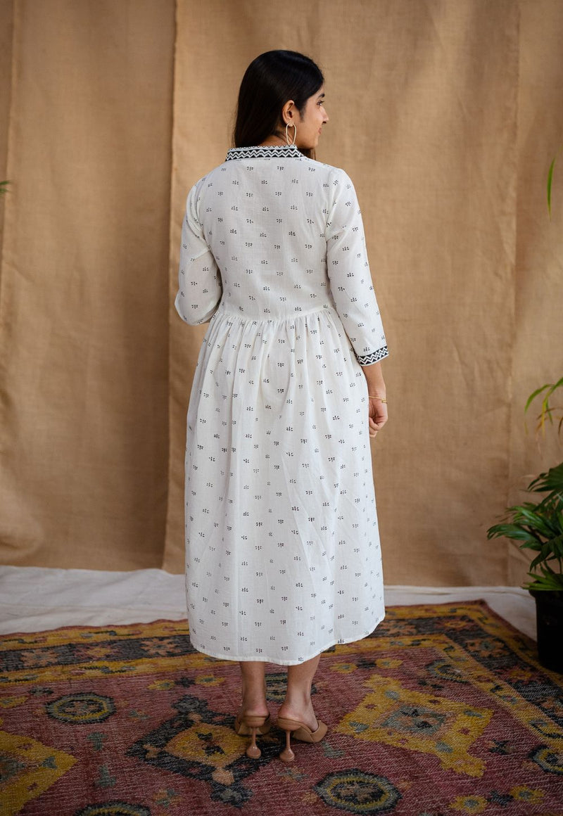 Ralia White Fakira Cotton A Line Dress