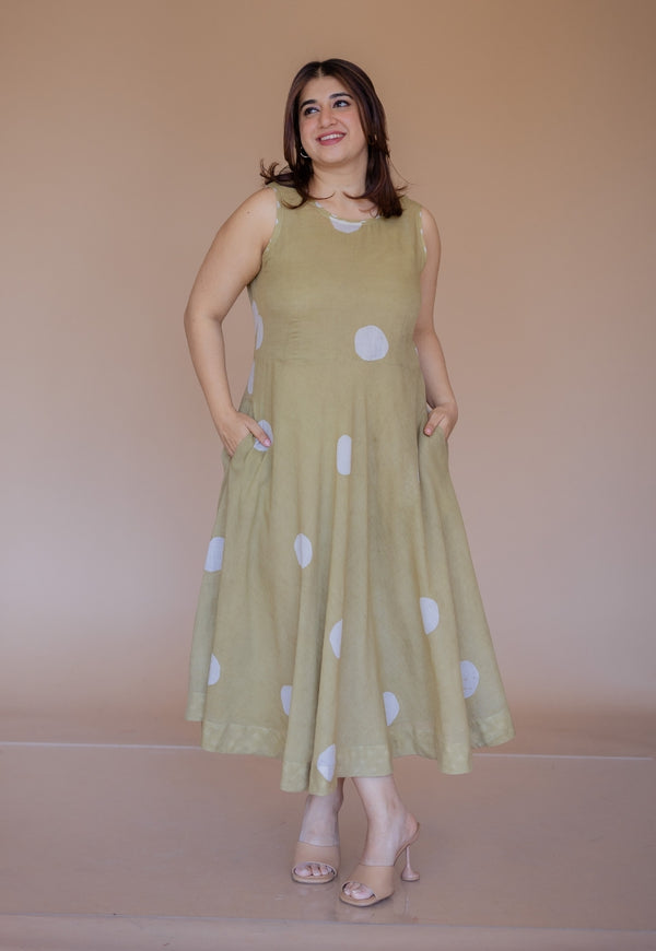 Rimsha Green Batik MulMul A Line Dress