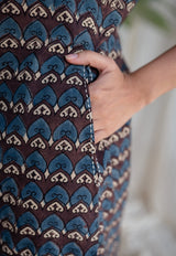 Rabiha Ajrakh Cotton Hand Embroidered Kurta | Relove