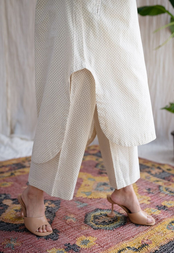 Bombay Off White Ajrakh Cotton Straight Pant