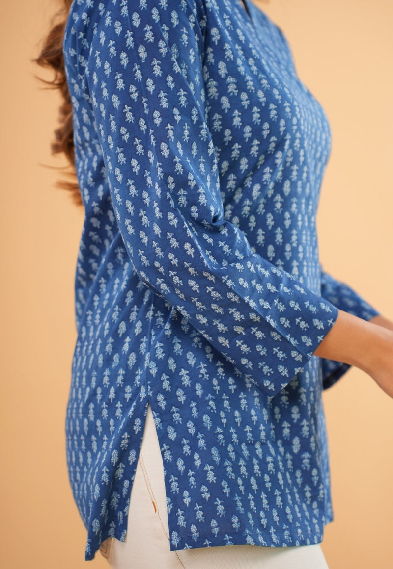 Tapsi Blue Fadat Cotton Straight Short Top