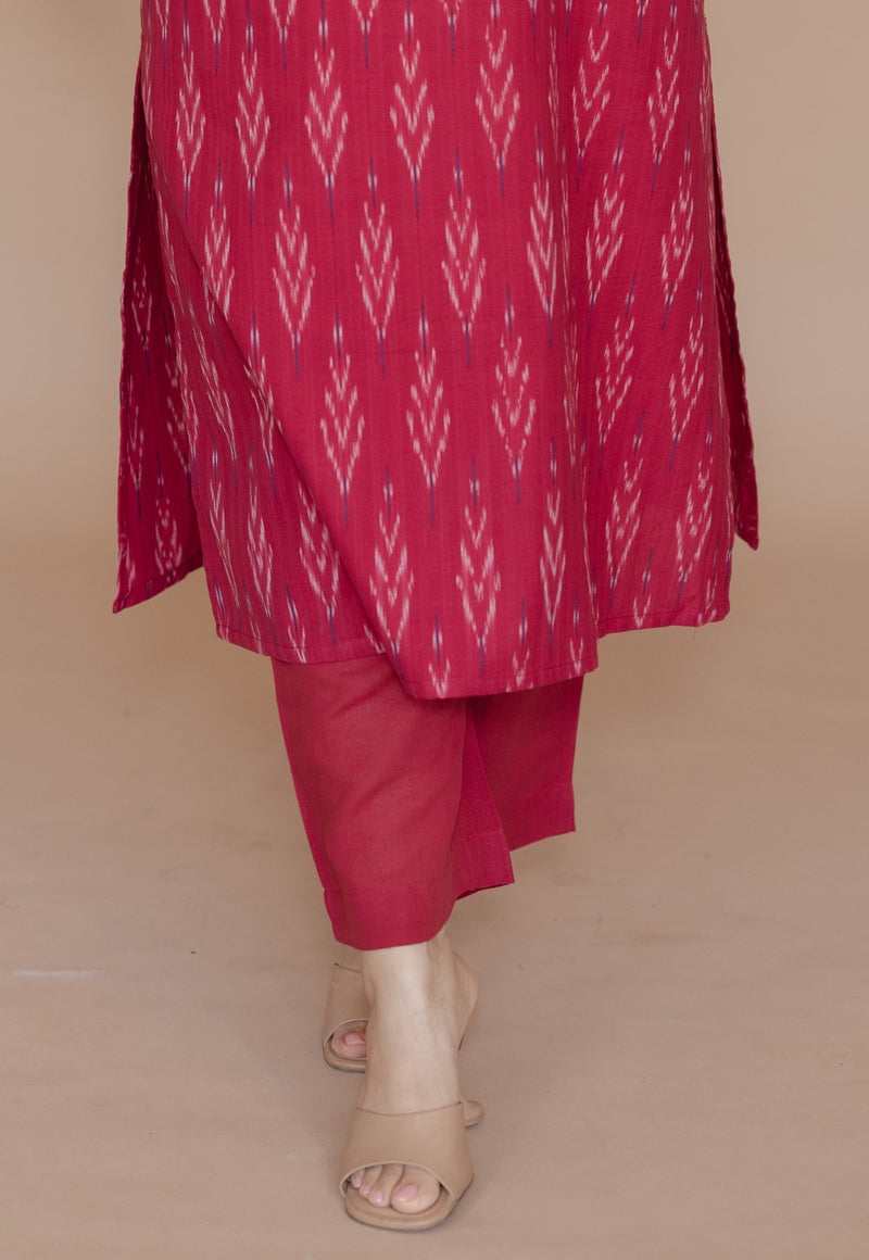 Yashi Pink Solid Cotton Flex Straight Pant