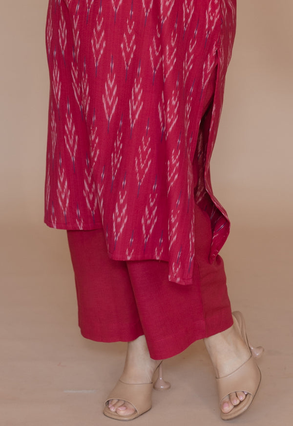 Yashi Pink Solid Cotton Flex Straight Pant