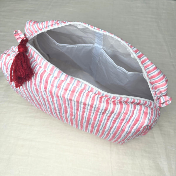 Pink Quilted Cotton Pouch (Set of 3)