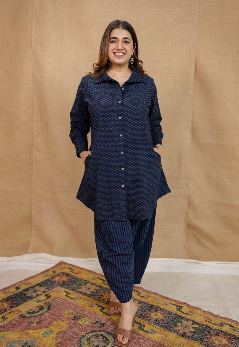 Tarin Navy Blue Ajrakh Cotton Afghan Pant