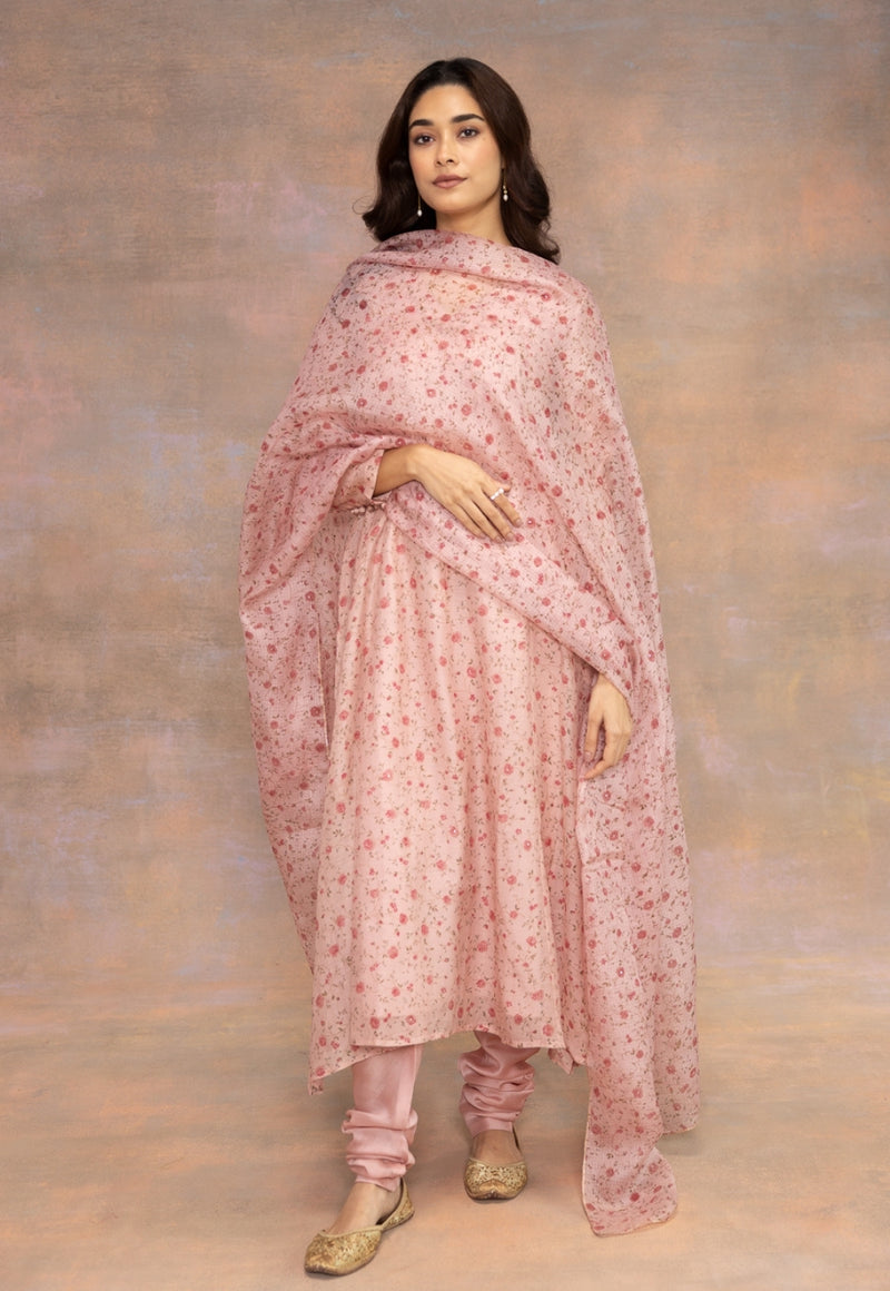 Miral Pink Solid Cotton Satin Churidar