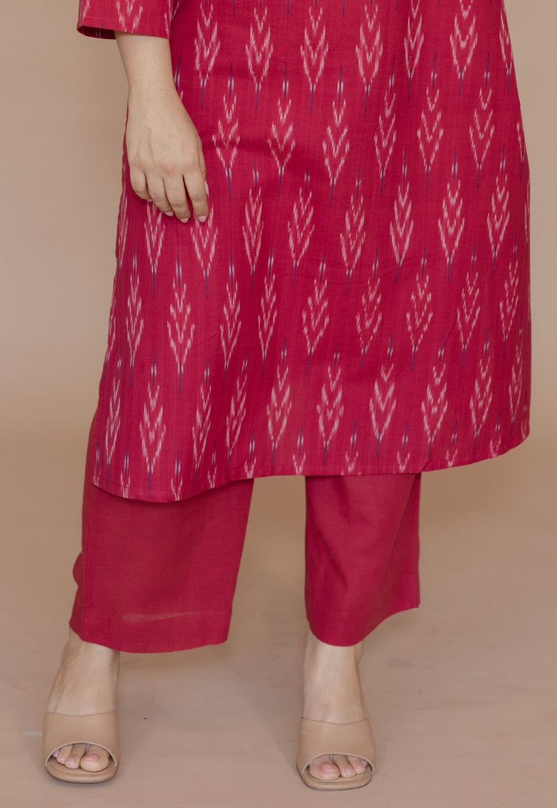 Yashi Pink Solid Cotton Flex Straight Pant