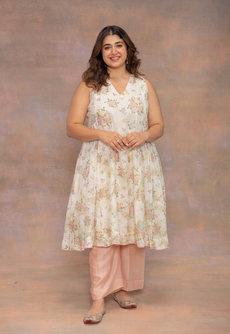 Yashi Pink Solid Chanderi Silk Straight Pant