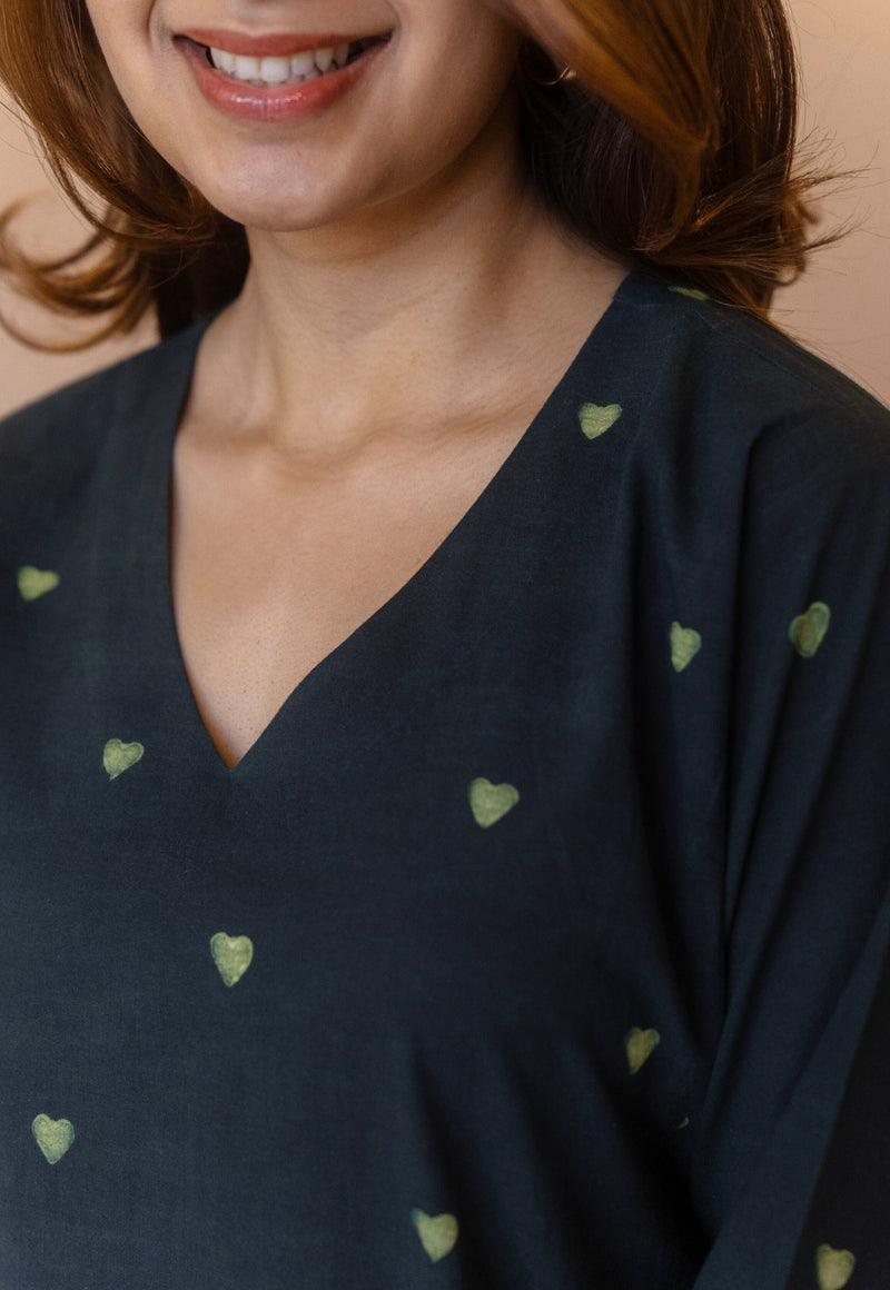 Ritika Green Dabu Cotton Jhabba Kali Kurta