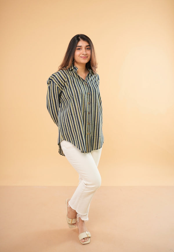 Ruhi Blue Ajrakh Cotton Straight Short Top