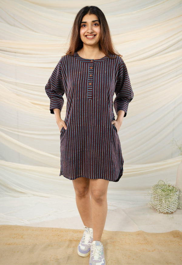 Raina Ajrakh Cotton Dress | Relove