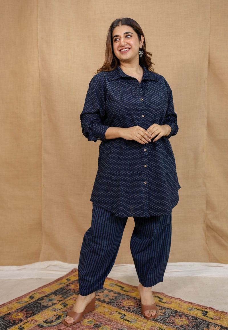 Tarin Navy Blue Ajrakh Cotton Afghan Pant