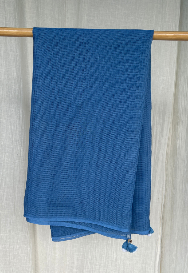 Blue Plain Dyed Kota Doria Dupatta