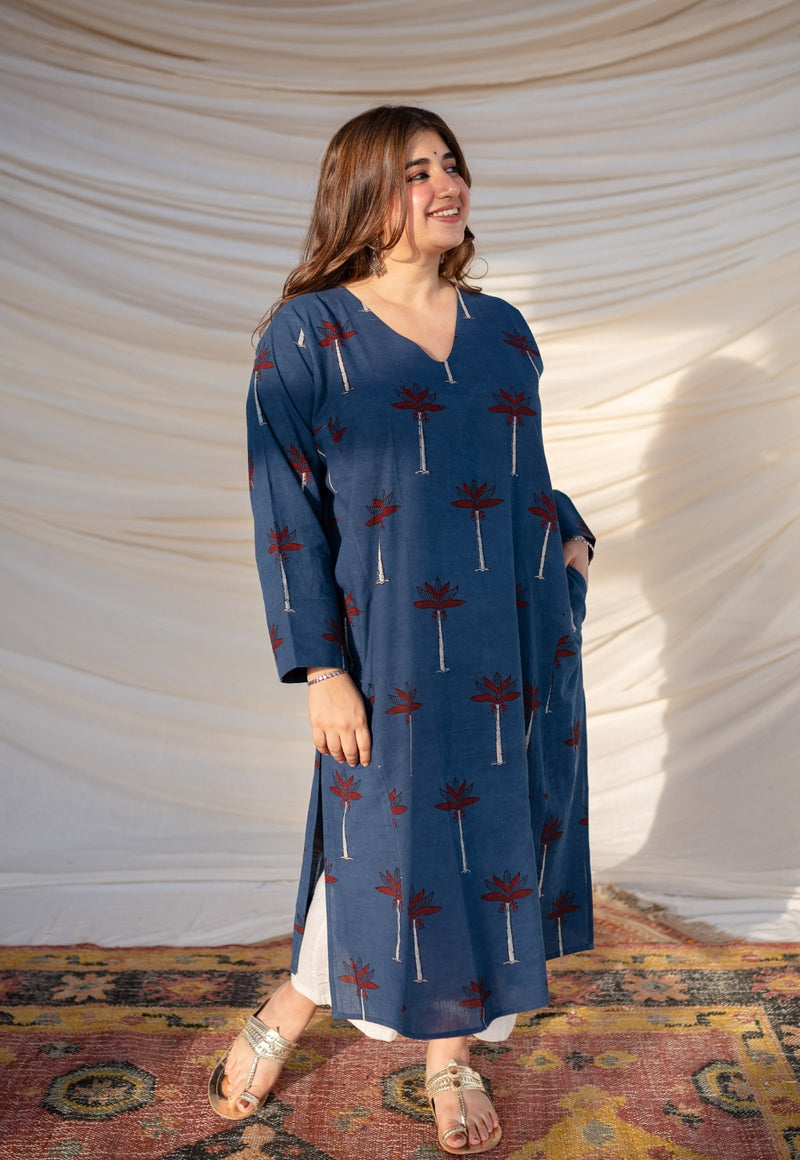 Shabina Ajrakh Cotton Jhabba Kali Kurta