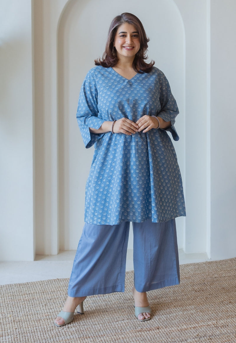 Shaili Blue Ajrakh Cotton A Line Kurta
