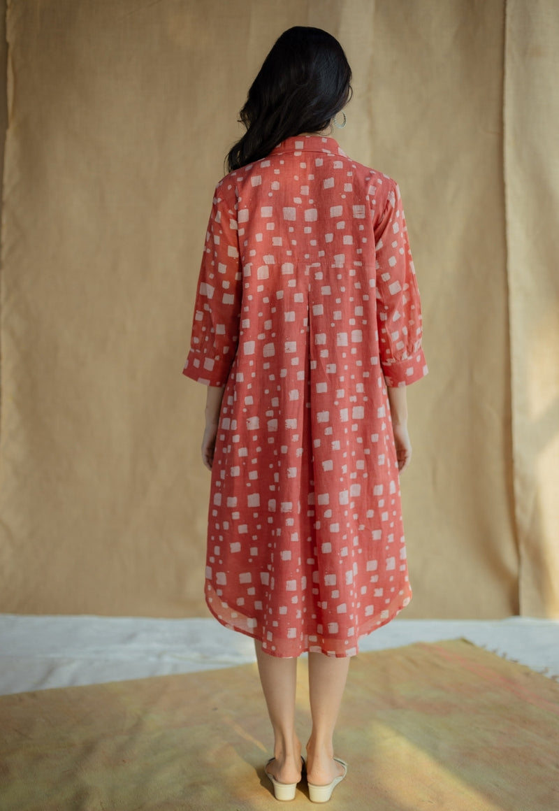 Ridah Coral Batik MulMul Cotton Loose Dress