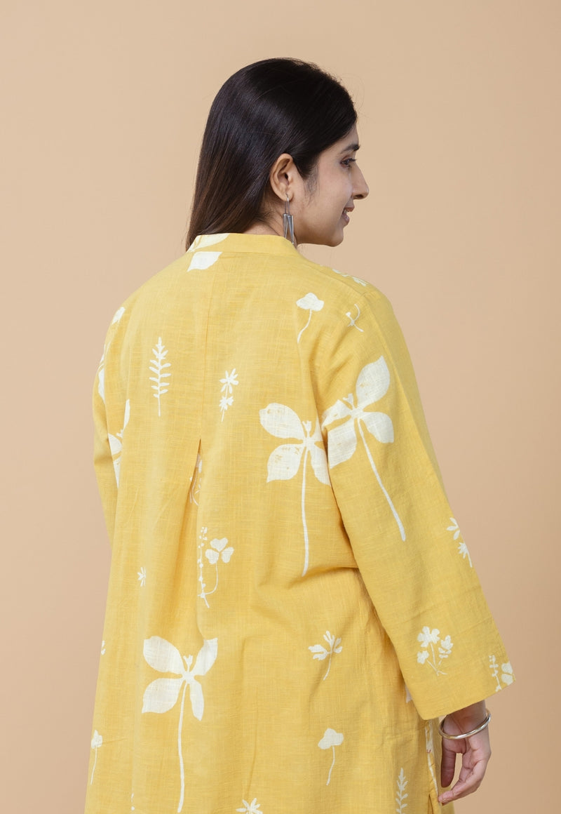 Ayaat Yellow Dabu Slub Cotton Straight Co-ord Set