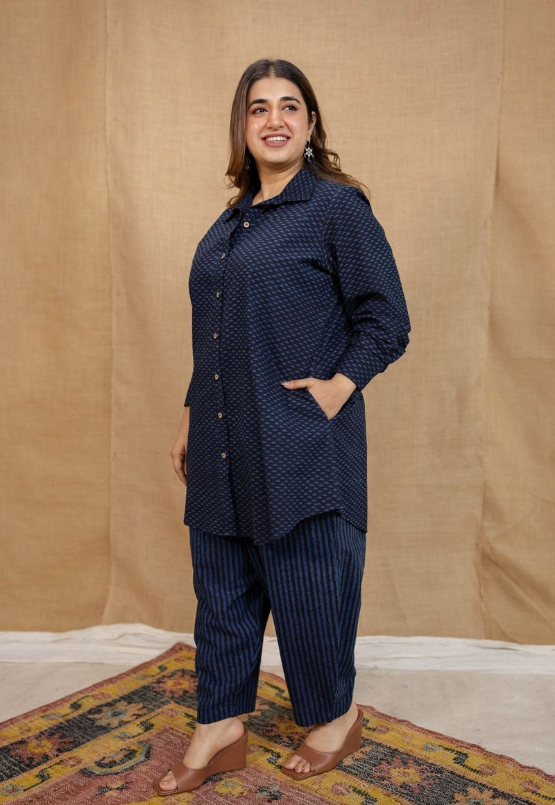 Tarin Navy Blue Ajrakh Cotton Afghan Pant