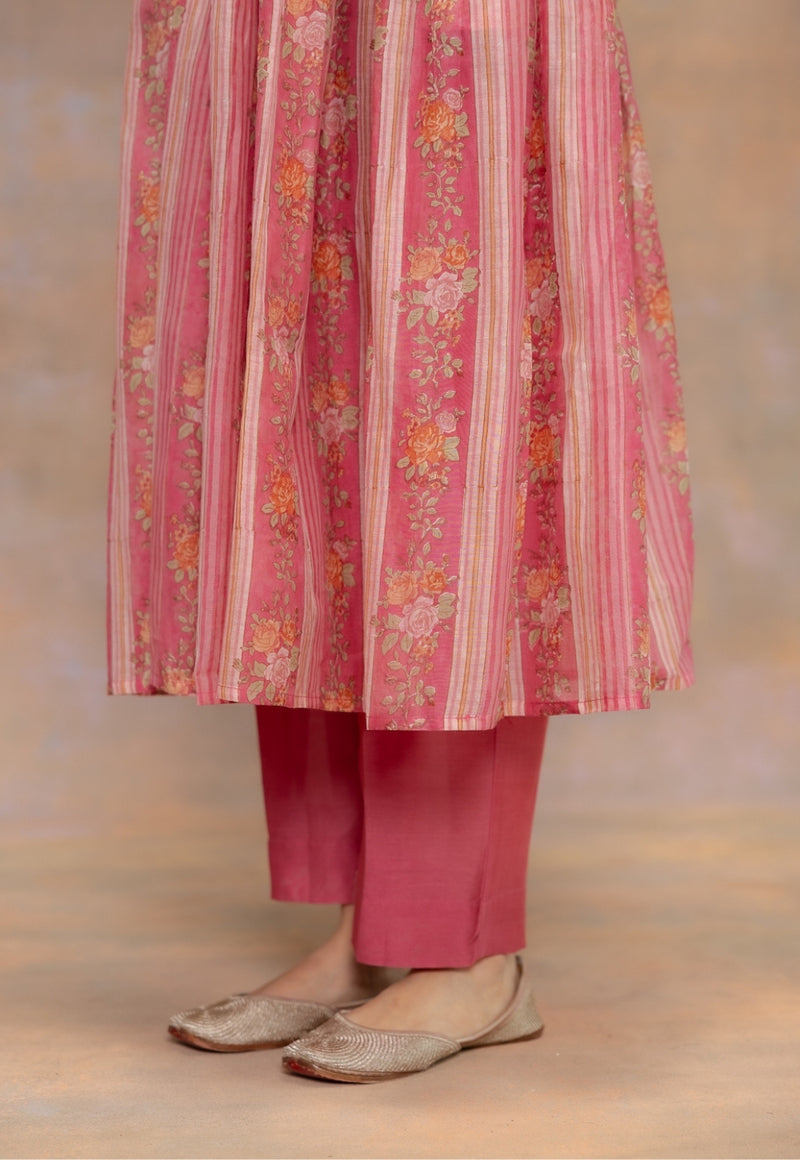 Prita Pink Solid Cotton Satin Narrow Pant