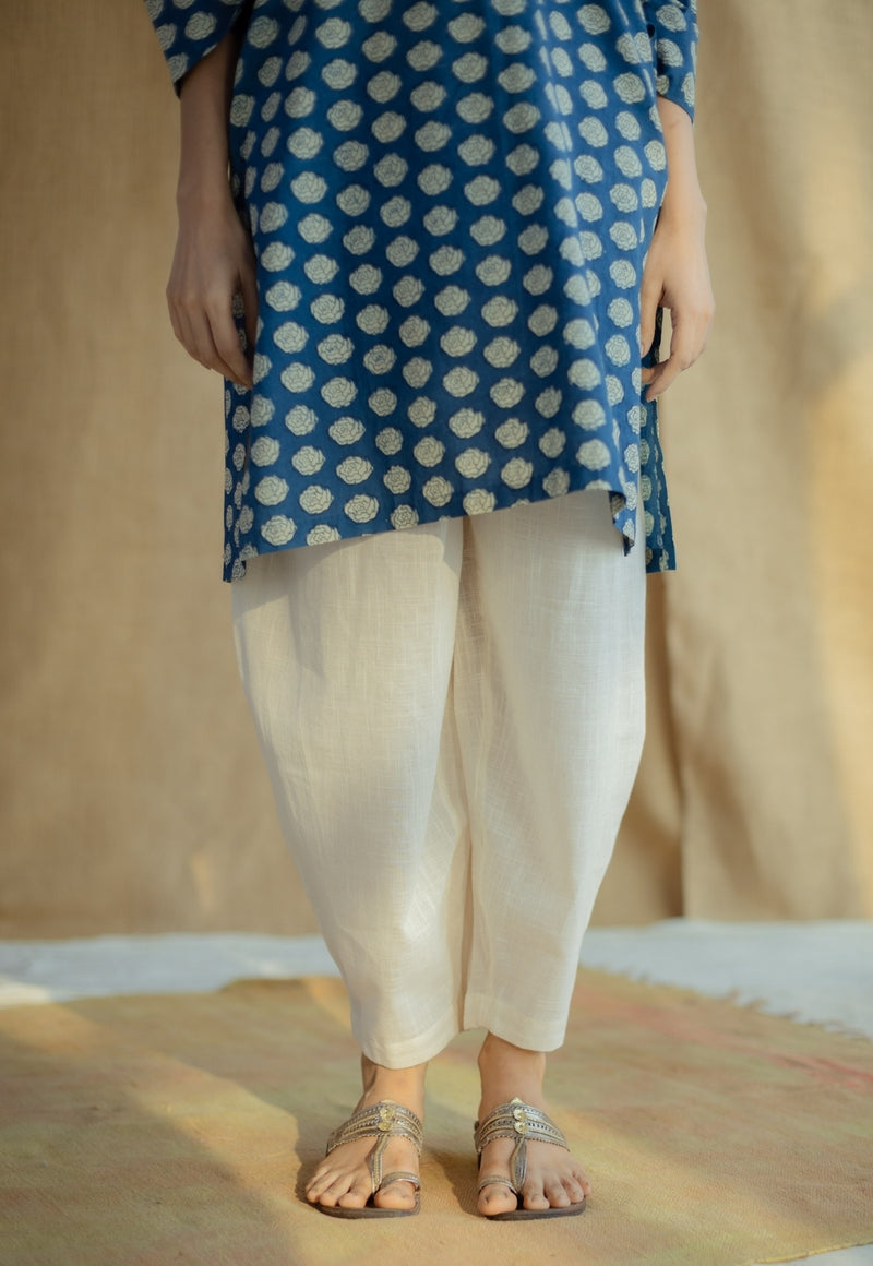 Zuhi Indigo Dabu Cotton Straight Kurta