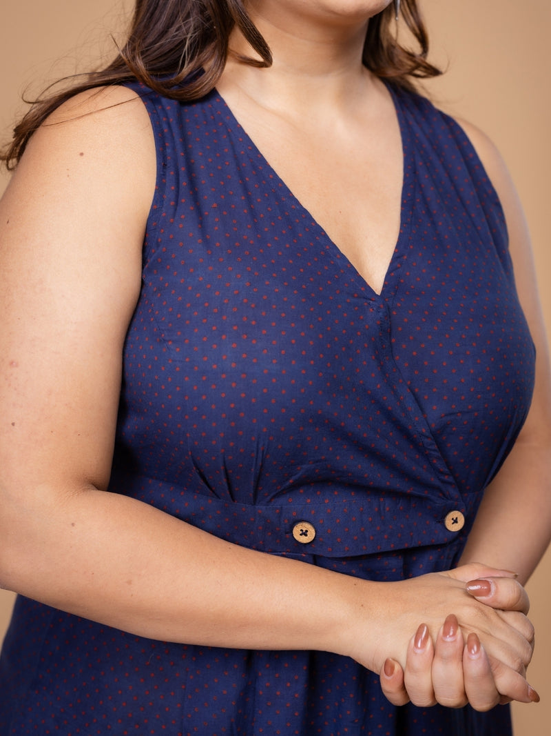 Libha Blue Ajrakh Cotton A Line Dress