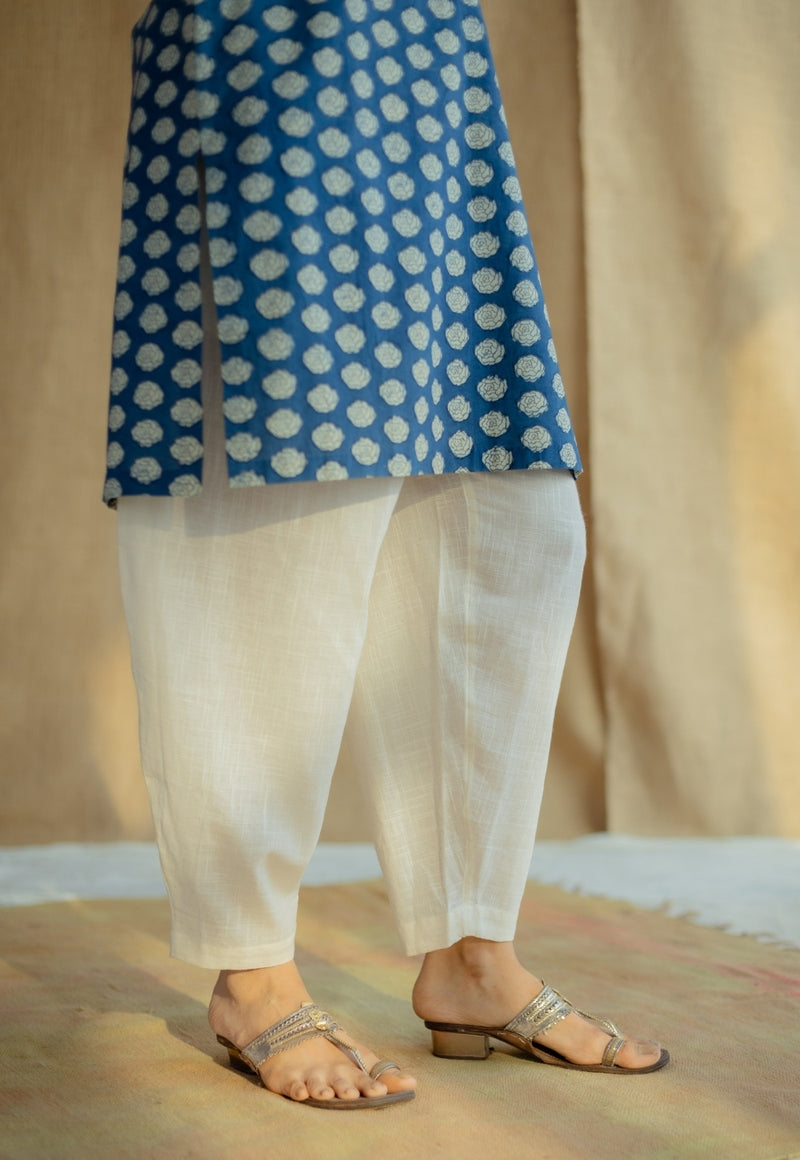 Zuhi Indigo Dabu Cotton Straight Kurta