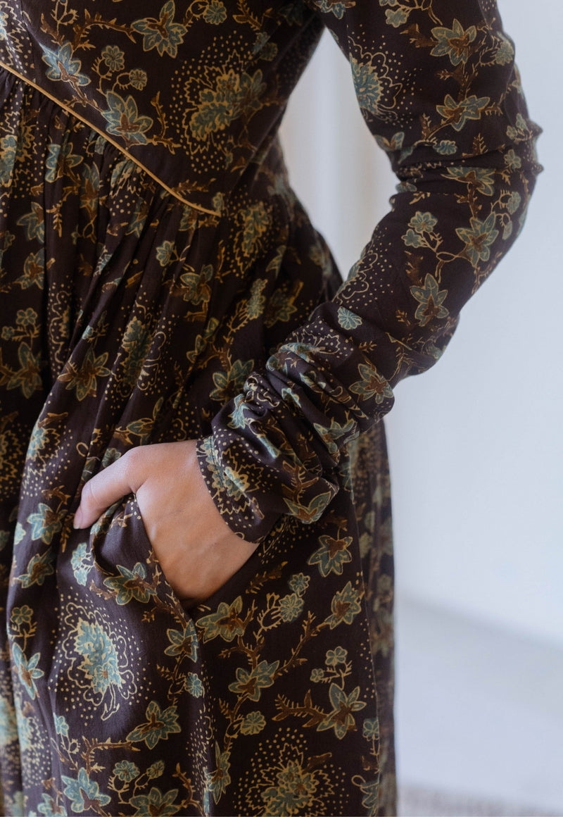 Roshi Brown Ajrakh Cotton A Line Kurta