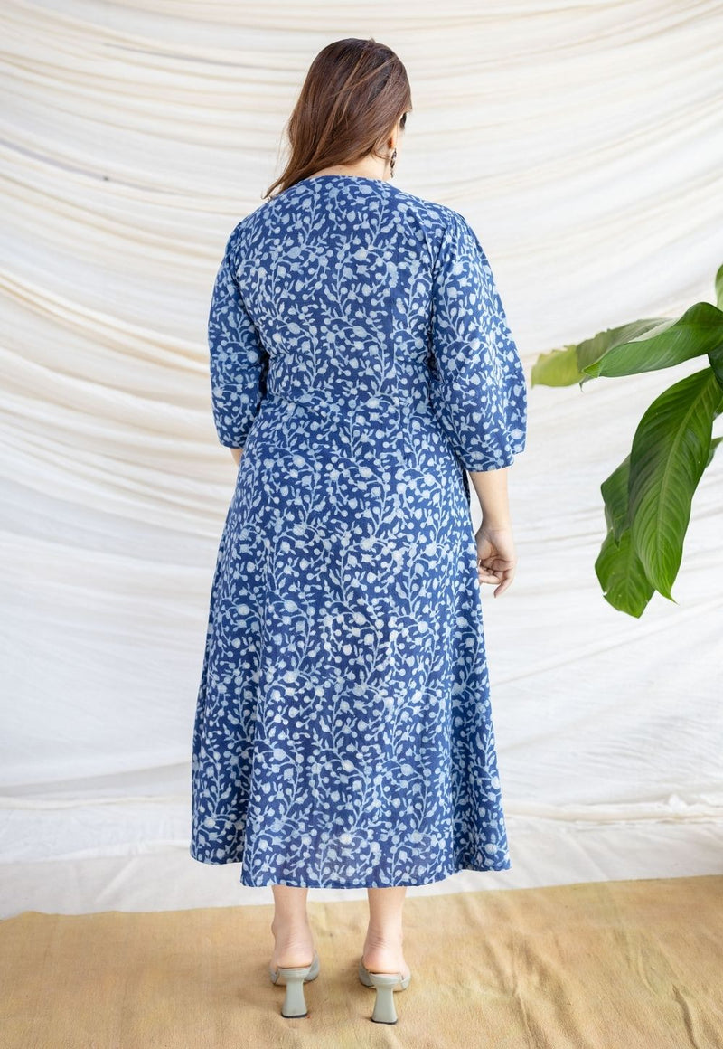 Milani Indigo Dabu Cotton A Line Dress