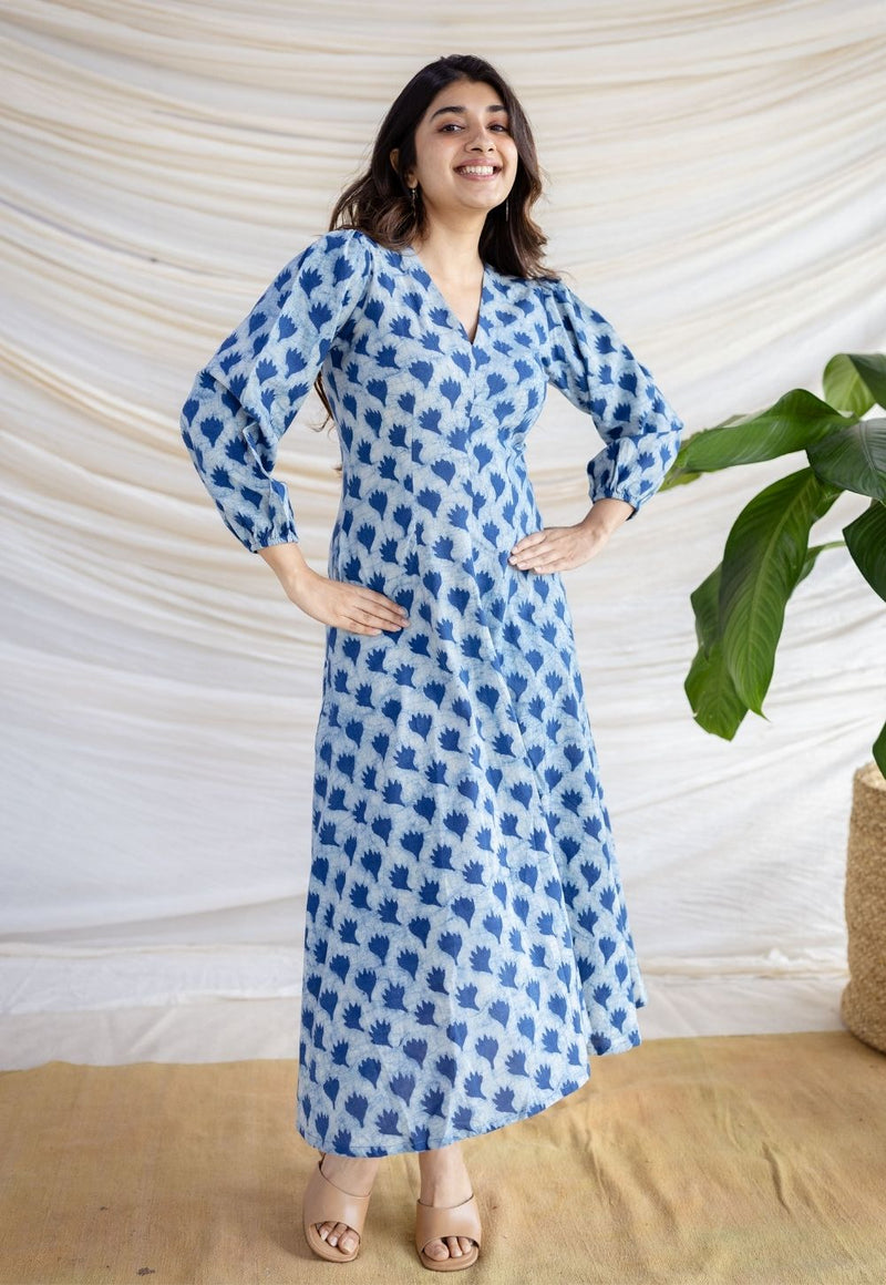 Iyana Indigo Dabu Cotton A Line Dress