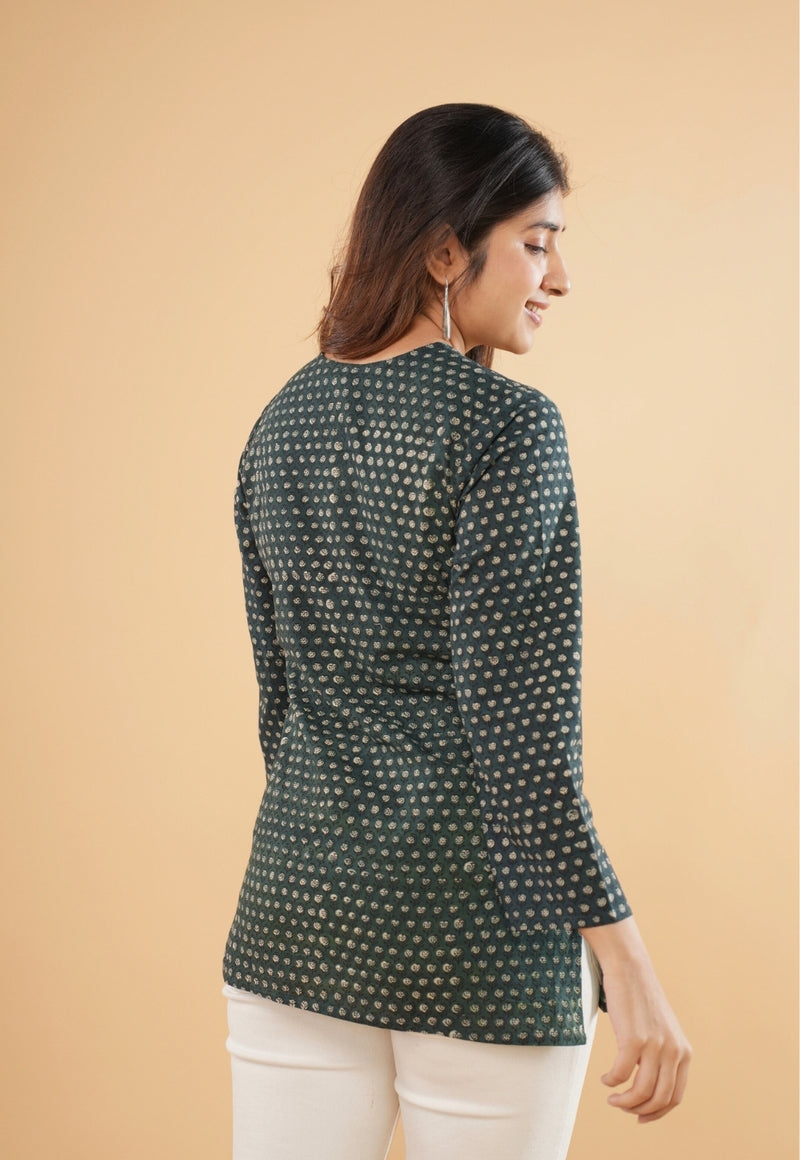 Tapsi Green Fadat Cotton Straight Short Top