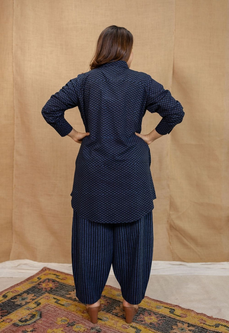 Tarin Navy Blue Ajrakh Cotton Afghan Pant