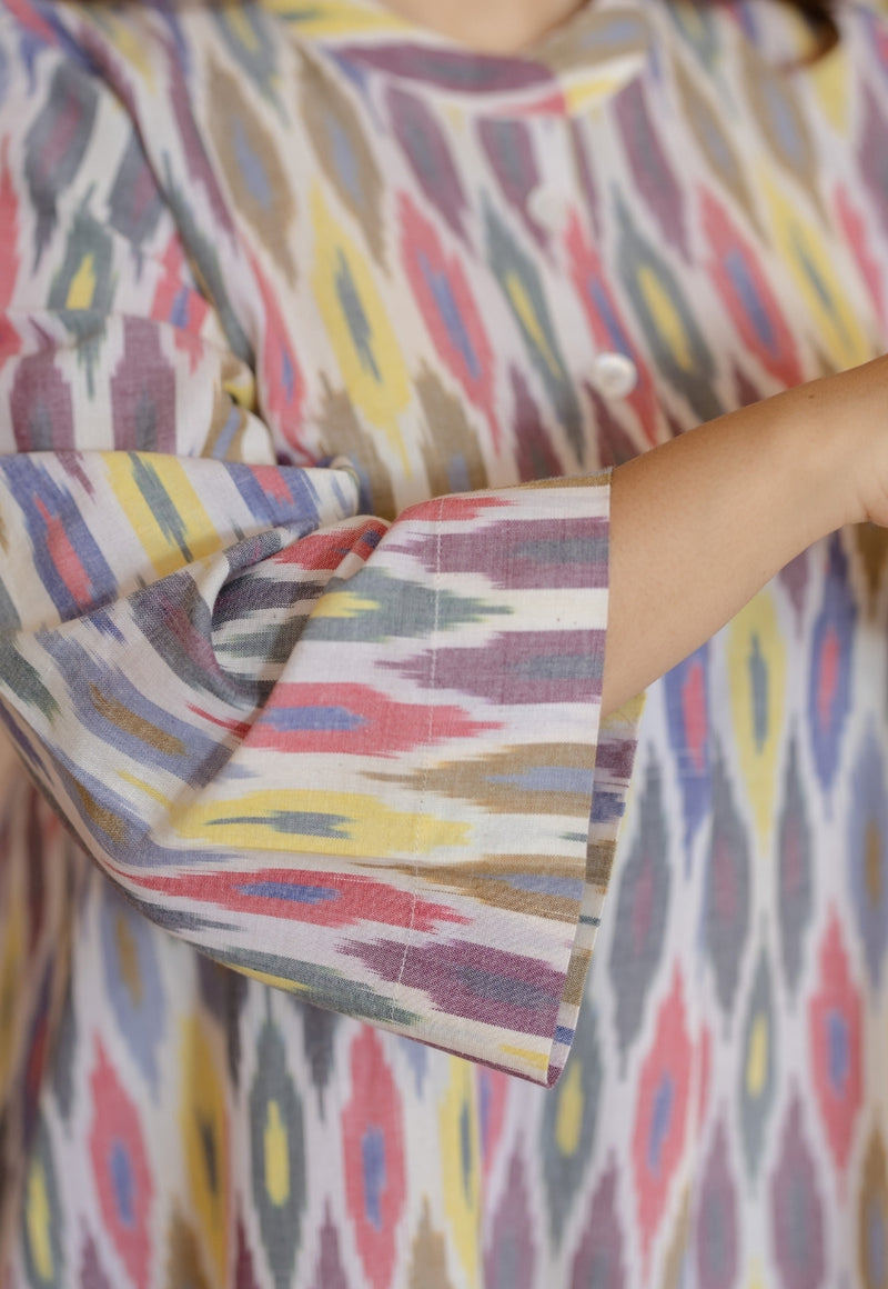 Ayaat Multi Handloom Ikkat Cotton Straight Kurta