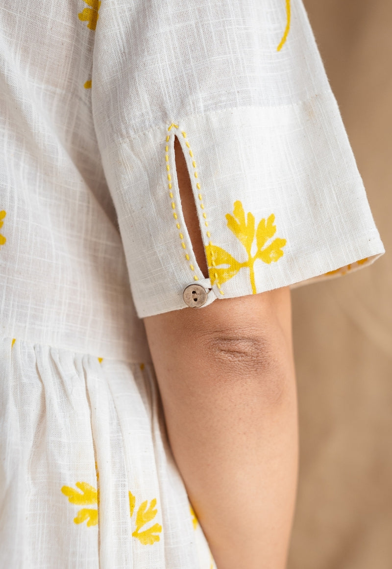 Azlin Dabu Slub Cotton Hand Embroidered Dress