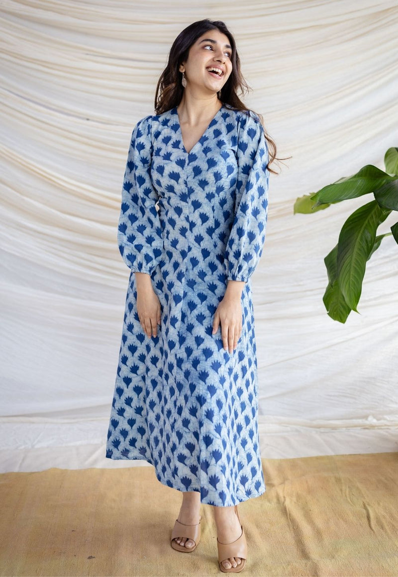 Iyana Indigo Dabu Cotton A Line Dress