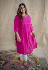 Chandini Slub Cotton Hand Embroidered Kurta | Relove